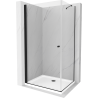 Mexen Pretoria kabina prysznicowa uchylna 80 x 90 cm, transparent, czarna + brodzik Flat - 852-080-090-70-00-4010B
