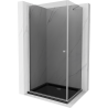 Mexen Pretoria kabina prysznicowa uchylna 90 x 110 cm, grafit, chrom + brodzik Flat, czarny - 852-090-110-01-40-4070