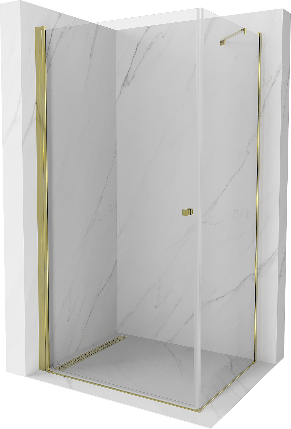 Mexen Pretoria kabina prysznicowa uchylna 100 x 70 cm, transparent, złota - 852-100-070-50-00