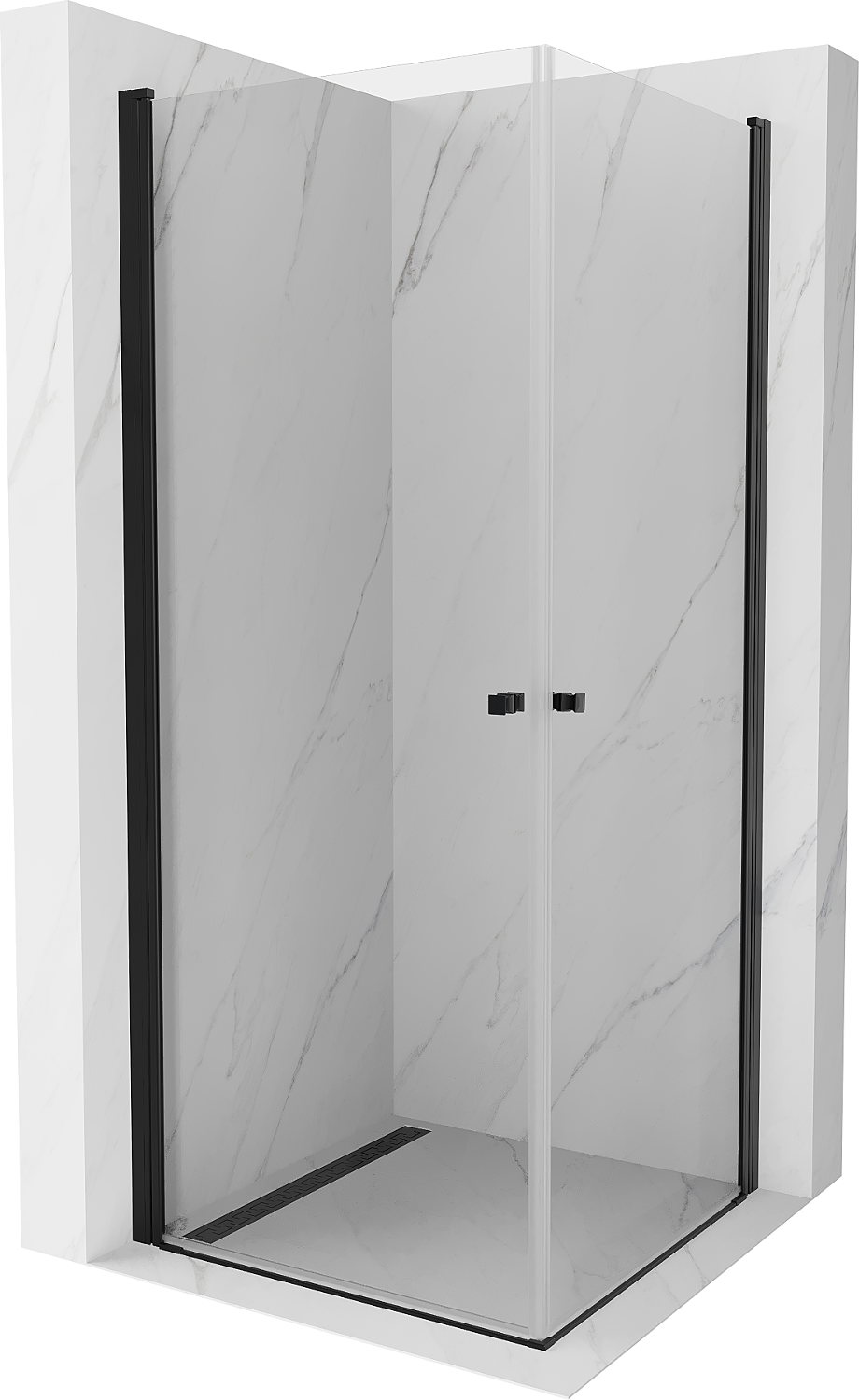 Mexen Pretoria Duo kabina prysznicowa uchylna 100 x 100 cm, transparent, czarna - 852-100-100-70-00-02