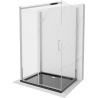 Mexen Omega kabina prysznicowa 3-ścienna, rozsuwana 100 x 90 cm, transparent, chrom + brodzik Flat - 825-100-090-01-00-3s-4070
