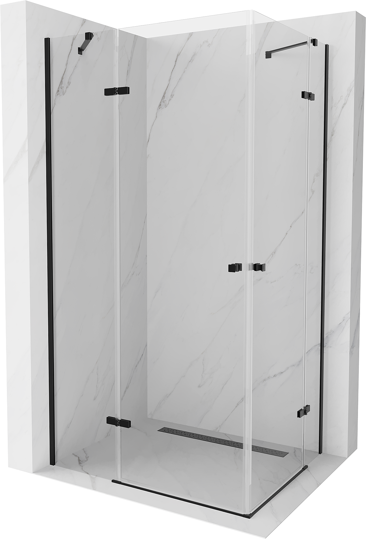 Mexen Roma Duo kabina prysznicowa uchylna 90 x 80 cm, transparent, czarna - 854-090-080-70-00-02