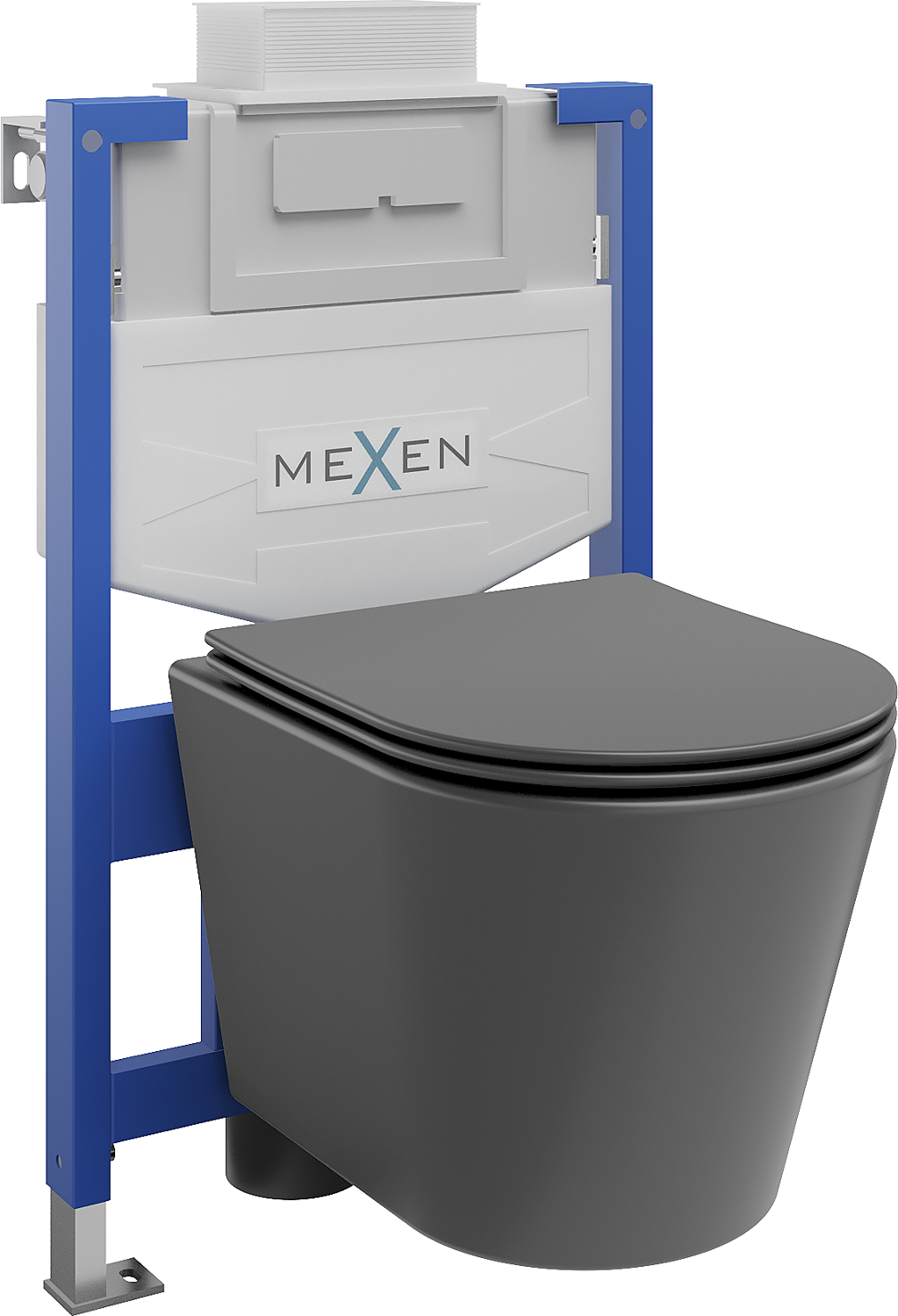 Mexen zestaw podtynkowy WC stelaż Fenix XS-U z miską WC Rico i deską wolnoopadającą, szary ciemny mat - 68530724071