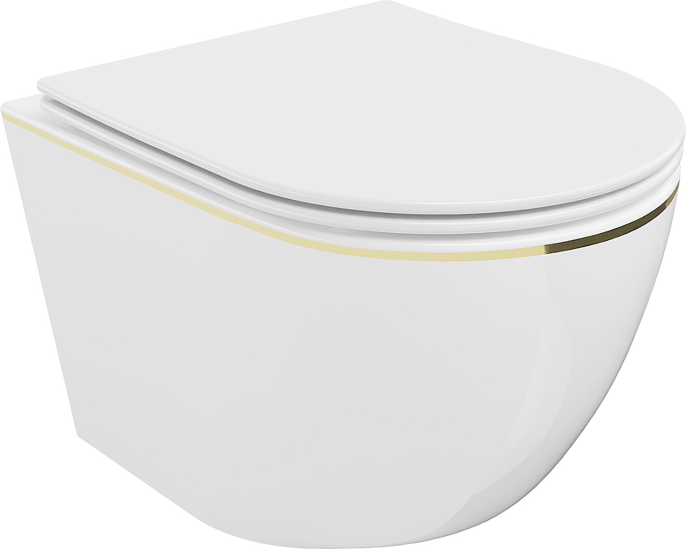 Mexen Lena miska wc Rimless z deską wolnoopadającą slim, duroplast, biała/złota linia - 30224005
