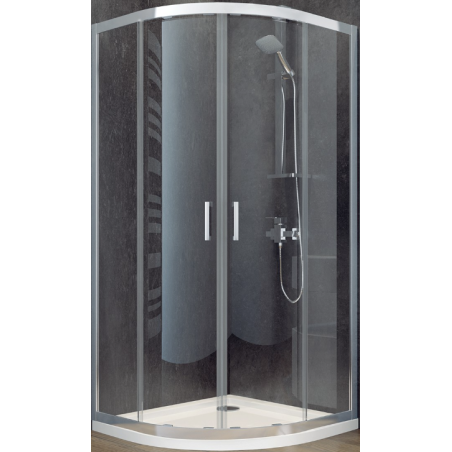 Besco Modern kabina prysznicowa półokrągła 90 x 90 cm, chrom/szkło przezroczyste - MP-90-185-C