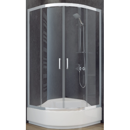 Besco Modern kabina prysznicowa półokrągła 80 x 80 cm, chrom/szkło grafitowe - MP-80-165-G
