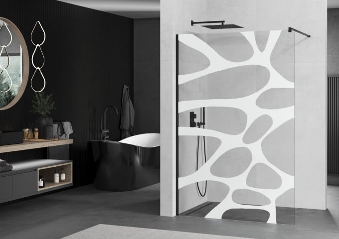 Ścianki prysznicowe szkło w biały wzór